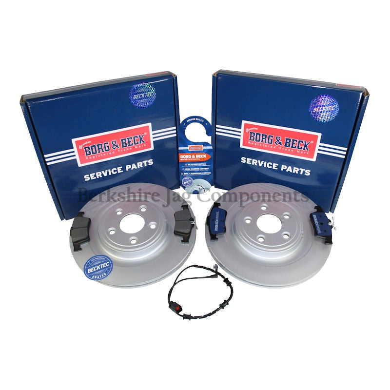 XJ 2010 Rear Discs, Pads & Sensor Wire Set C2D61075 / C2P26112 / C2D2976